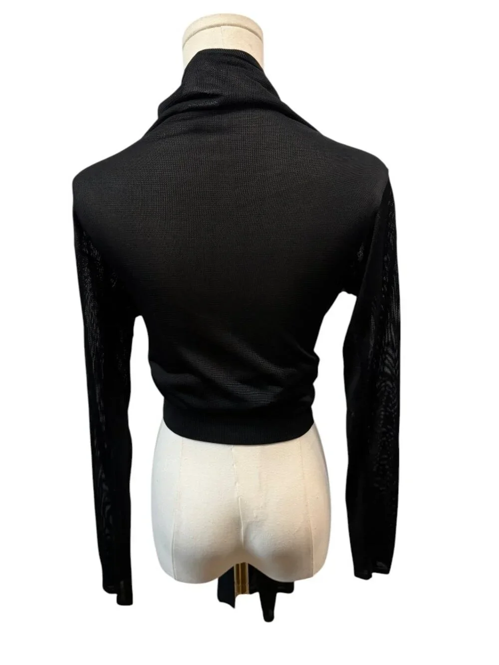Herve Leger Black Mesh Tie Wrap Cardigan Shrug XS/S EUC Old Money